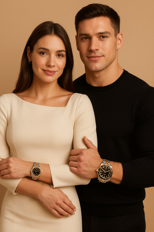 Set de relojes para pareja con acabado premium